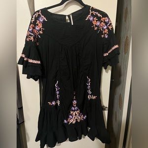 Free People Black Embroidered Dress
